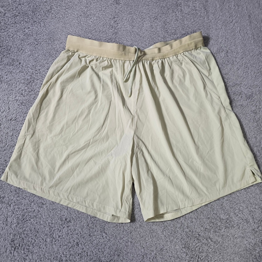 FLX Mens L Athletic Shorts Sage Green Perforated Technical Stretch Gym Training